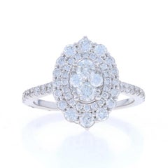 White Gold Diamond Cluster Halo Cocktail Ring - 14k Round Brilliant 1.50ctw