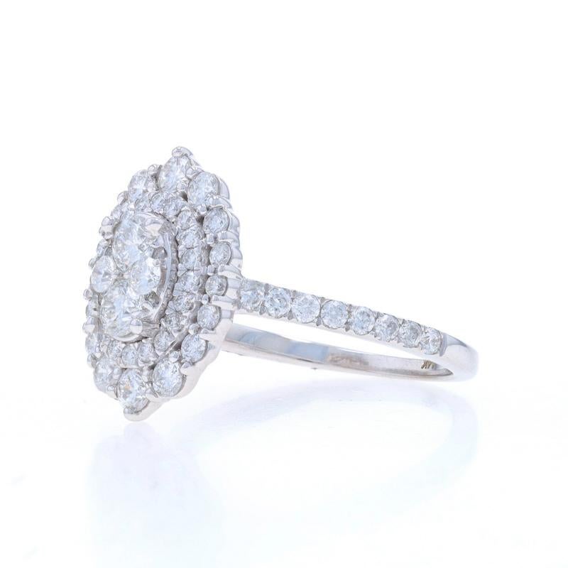 Anello cocktail con cluster di diamanti in oro bianco - 14k Brilliante rotondo 1,50ctw In condizioni Nuovo in vendita a Greensboro, NC