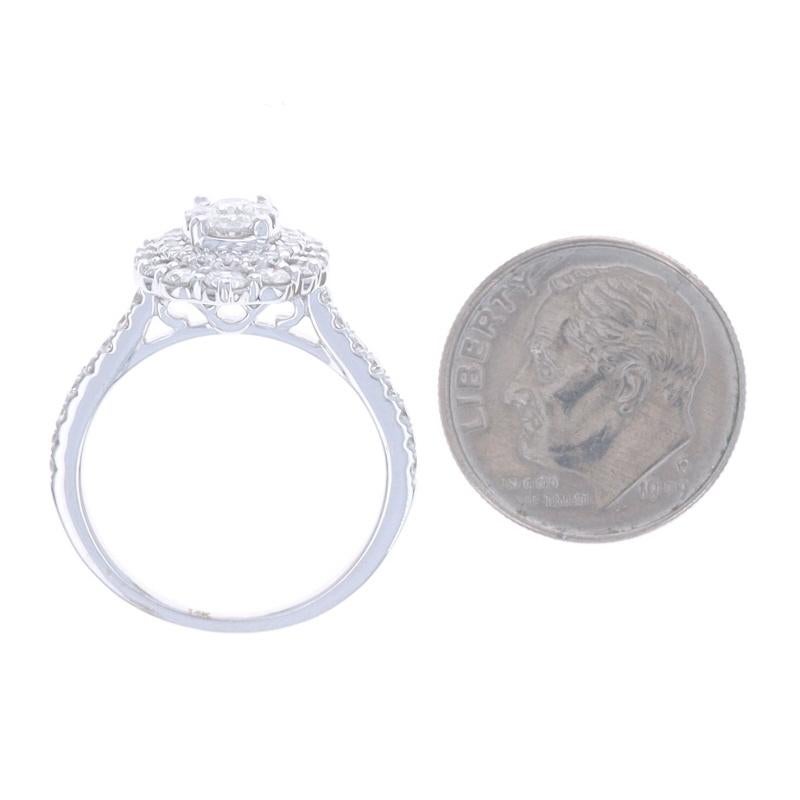 Anello cocktail con cluster di diamanti in oro bianco - 14k Brilliante rotondo 1,50ctw in vendita 1