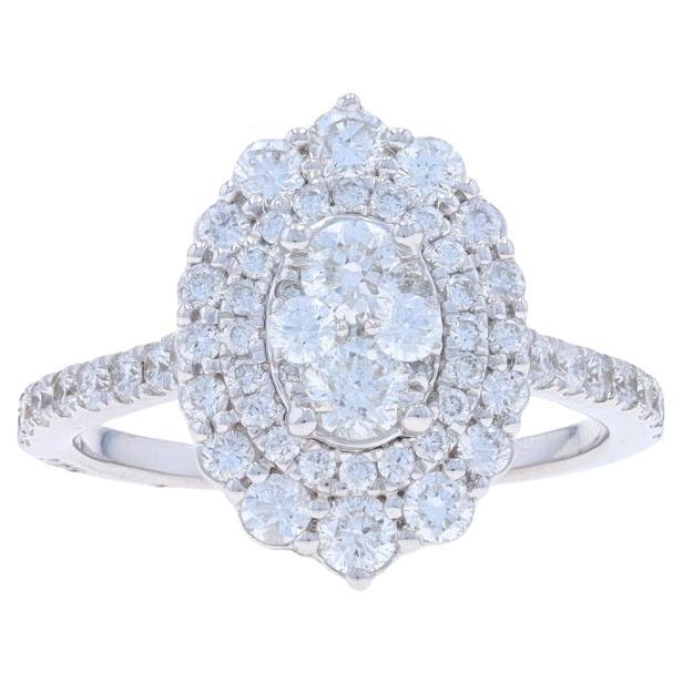 White Gold Diamond Cluster Halo Cocktail Ring - 14k Round Brilliant 1.50ctw