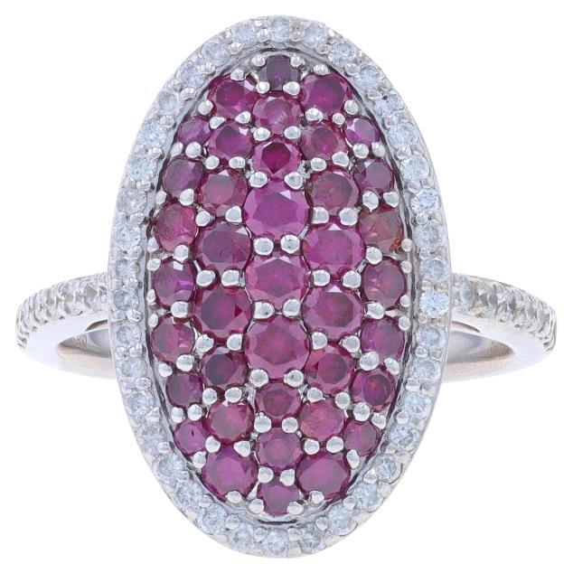 Anello cocktail con cluster di diamanti in oro bianco - 14k Brilliante rotondo 1,70ctw