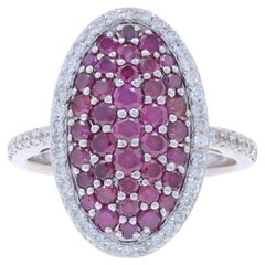 Anello cocktail con cluster di diamanti in oro bianco - 14k Brilliante rotondo 1,70ctw