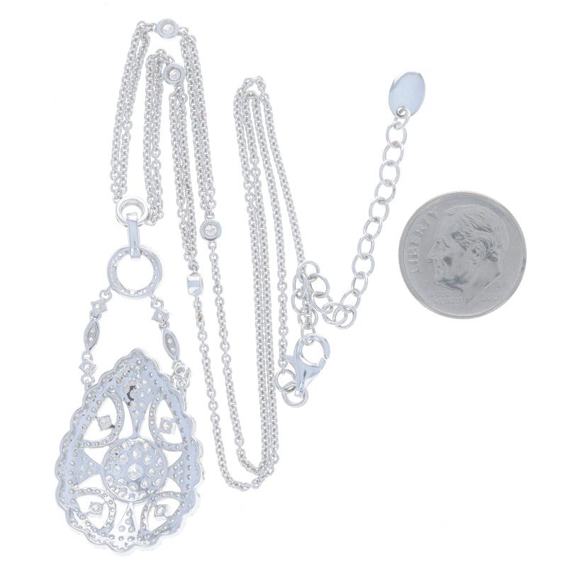 Collana con diamanti a forma di cluster in oro bianco - 14k Round 2.43ctw Regolabile In condizioni ottime in vendita a Greensboro, NC