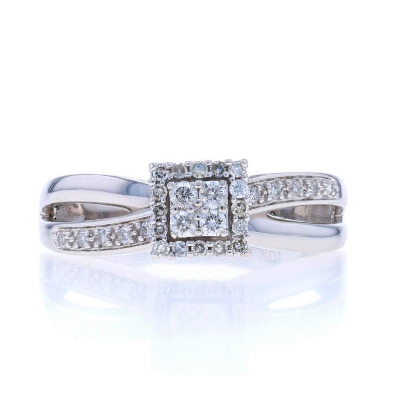 Size: 6 1/2
Sizing Fee: Up 2 sizes for $30 or Down 1 size for $30

Metal Content: 10k White Gold

Stone Information

Natural Diamonds
Carat(s): .25ctw
Cut: Round Brilliant & Single
Color: G - H
Clarity: SI1 - SI2

Total Carats: .25ctw

Style: