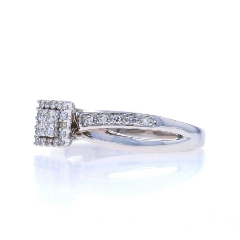 White Gold Diamond Cluster Halo Engagement Ring - 10k Round .25ctw In Good Condition For Sale In Greensboro, NC