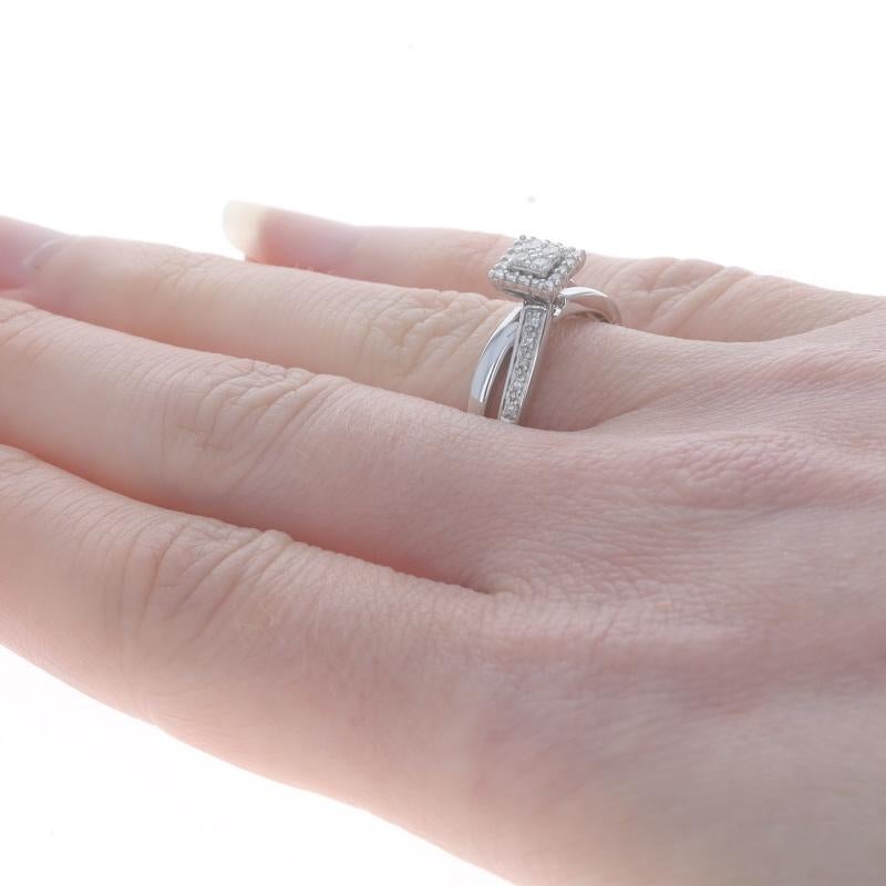 Women's White Gold Diamond Cluster Halo Engagement Ring - 10k Round .25ctw For Sale