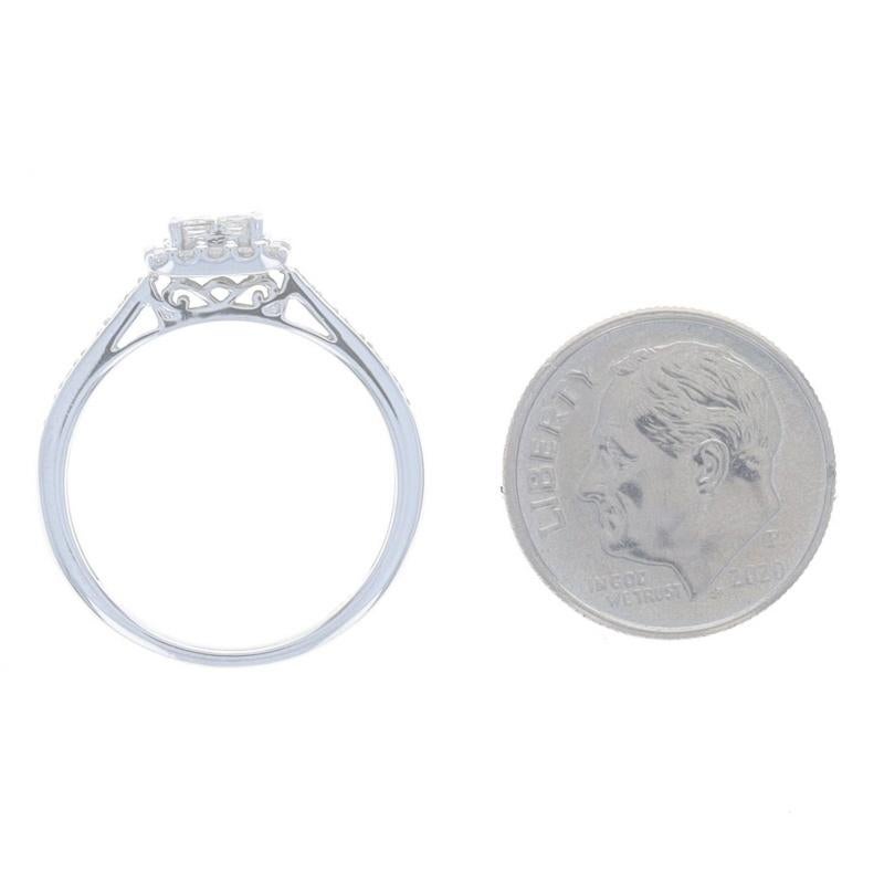White Gold Diamond Cluster Halo Engagement Ring - 14k Princesss .50ctw Cathedral For Sale 1