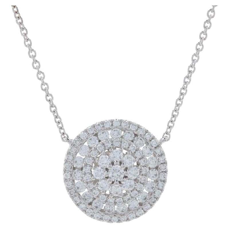 Diamond halo necklace white gold Clearance