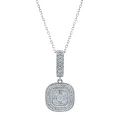 Collana con ciondolo a forma di cluster di diamanti in oro bianco da 18" - 14k Round .50ctw