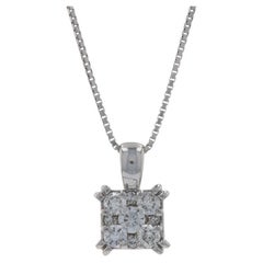 Collier pendentif halo de diamants en or blanc 14 carats, brillant rond de 0,63 carat