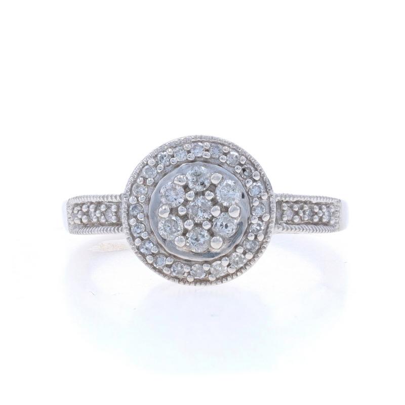 Größe: 6 1/2
Gebühr für Größenanpassung: Up 1 1/2 Größen für $35 oder Down 1 Größe für $35

Metall Inhalt: 10k Weißgold

Informationen zu Stein

Natürliche Diamanten
Karat(e): .25ctw
Schliff: Rund Brillant & Einzeln
Farbe: G - H
Klarheit: I1

Karat
