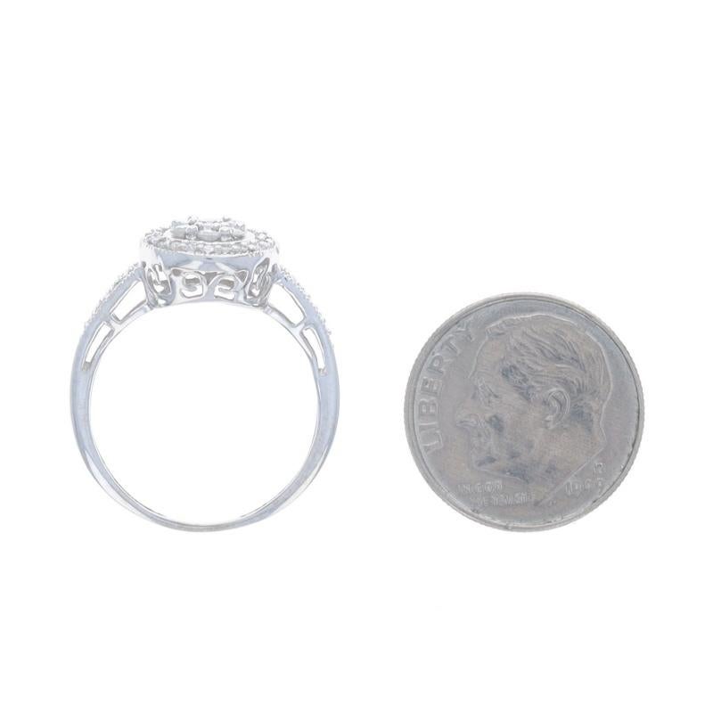 Verlobungsring aus Weißgold mit Diamant-Cluster-Halo-Ring - 10k rund .25ctw Milgrain 1