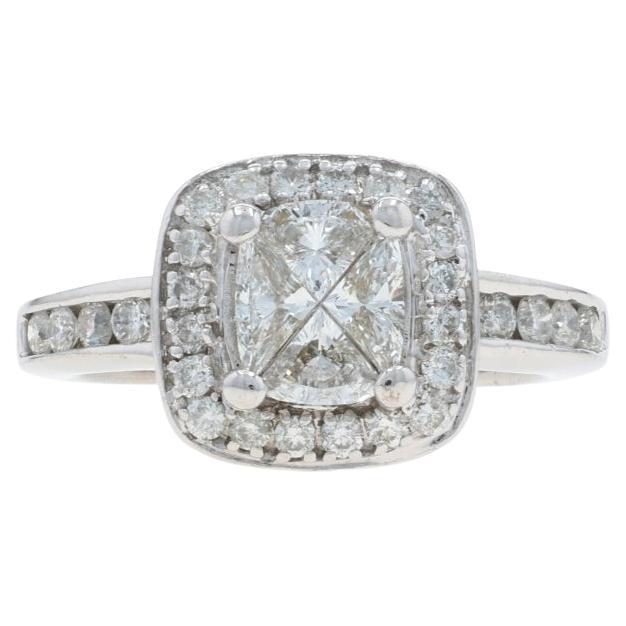 Weißgold Diamant Cluster Halo Ring - 14k unsichtbar gesetzt 1,00ctw Engagement