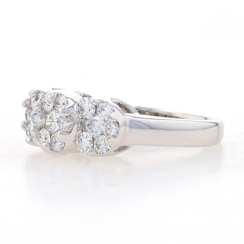Round Cut White Gold Diamond Cluster Halo Ring - 14k Round 1.00ctw Three-Stone Engagement For Sale