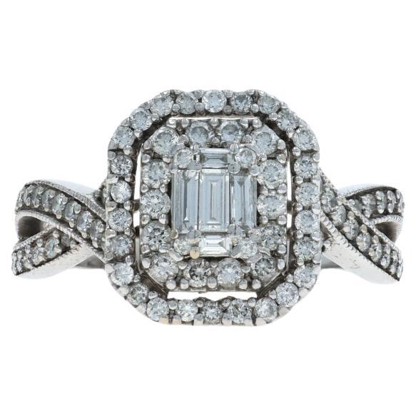 Bague de fiançailles en or blanc avec grappe de diamants - 14k Round
Baguette 1.00ctw Engagement