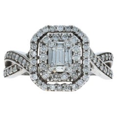 Bague de fiançailles en or blanc avec grappe de diamants - 14k Round
Baguette 1.00ctw Engagement