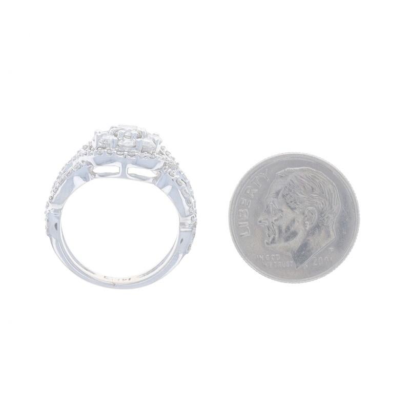 White Gold Diamond Cluster Halo Ring - 14k Round Brilliant 1.33ctw For Sale 1
