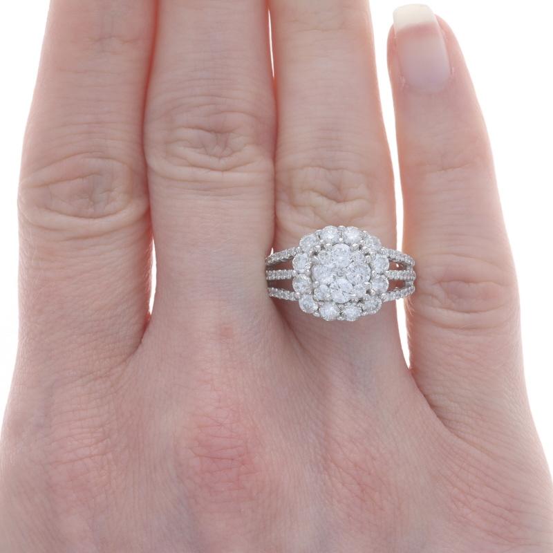 Weißgold Diamant Cluster Halo Ring - 14k Runde Brillant 2,00ctw (Rundschliff)