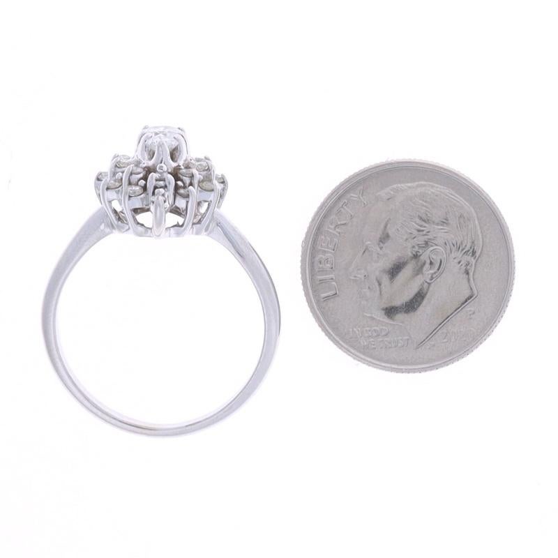 Women's White Gold Diamond Cluster Halo Ring - 14k Round Brilliant .50ctw For Sale