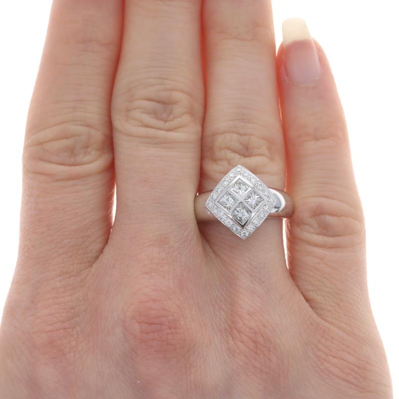 Size: 6 3/4
Sizing Fee: Up 1 size for $50 or Down 1 size for $50

Metal Content: 18k White Gold

Stone Information

Natural Diamonds
Carat(s): .83ctw
Cut: Princess & Round Brilliant
Color: G - H
Clarity: VS1 - VS2

Total Carats: .83ctw

Style:
