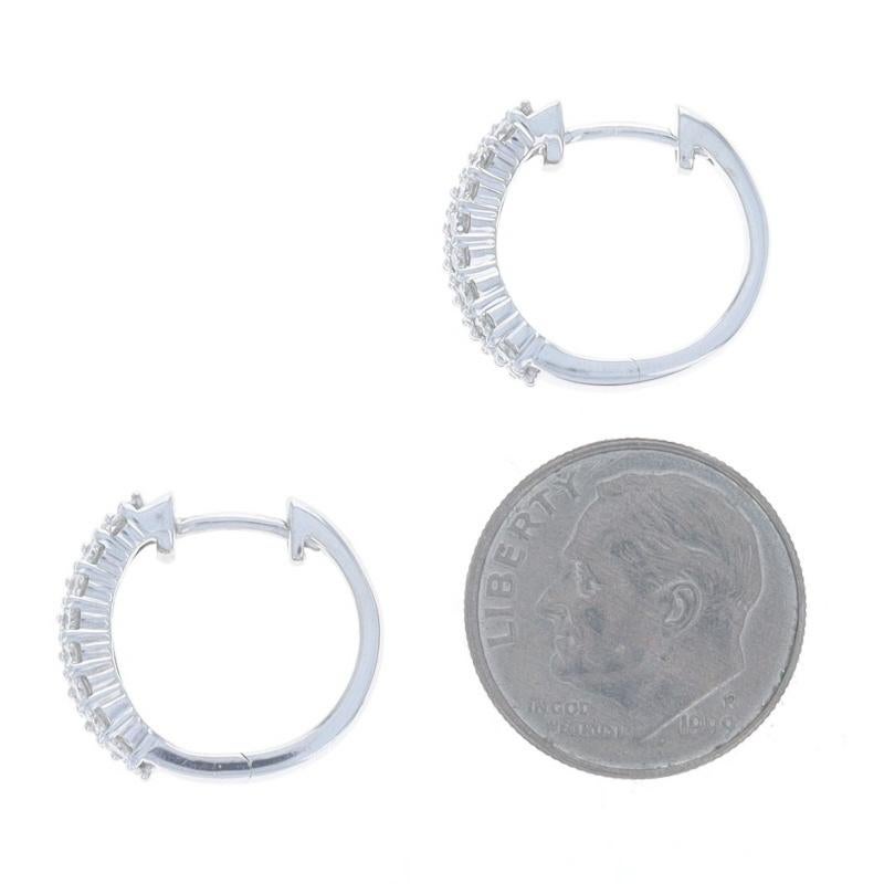 De las mujeres Pendientes de aro de racimo de diamantes de oro blanco 14k redondos brillantes 1,18ctw perforados en venta