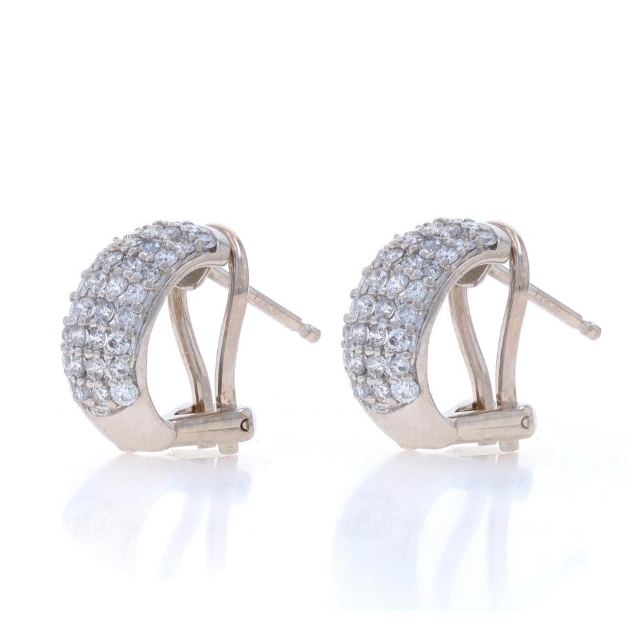 Weißgold Diamant-Cluster Huggie-Ohrringe mit halber Halskette aus Weißgold 10k & 14k Rd .36ctw durchbohrt (Rundschliff)