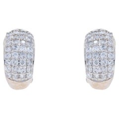 Weißgold Diamant-Cluster Huggie-Ohrringe mit halber Halskette aus Weißgold 10k & 14k Rd .36ctw durchbohrt