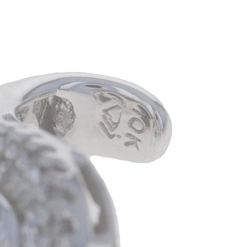 Women's White Gold Diamond Cluster J-Hook Earrings 10k Rd & Baguette .50ctw Floral Swirl For Sale