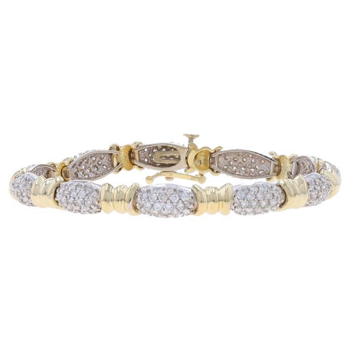 White Gold Diamond Cluster Link Bracelet 7" - 14k Round Brilliant 2.75ctw For Sale