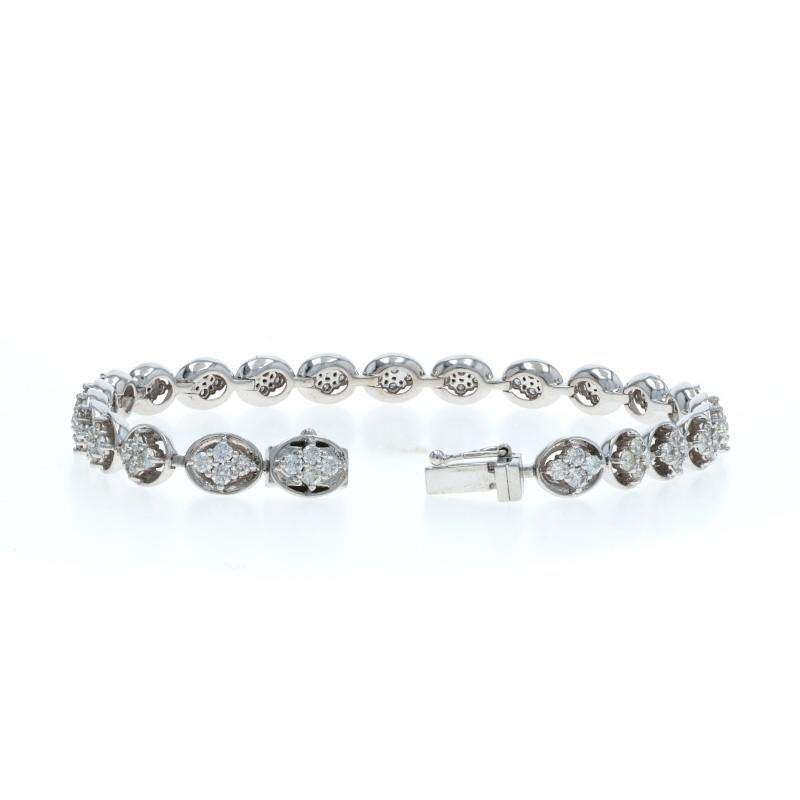 Pulsera de eslabones con racimo de diamantes de oro blanco 7