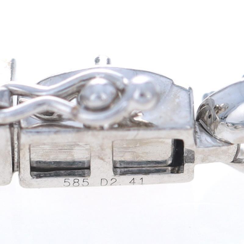 Pulsera de eslabones con racimo de diamantes de oro blanco 7