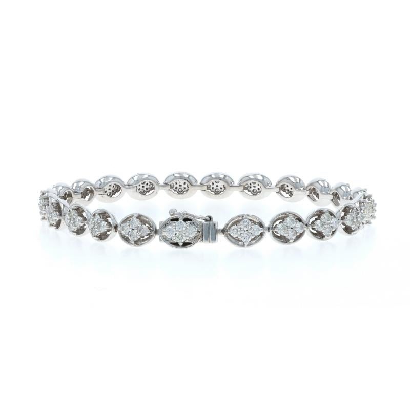 Pulsera de eslabones con racimo de diamantes de oro blanco 7
