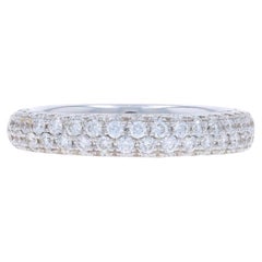 Bague en or blanc avec pavé de diamants 18k Round Brilliant .91ctw Comfort Fit Ring