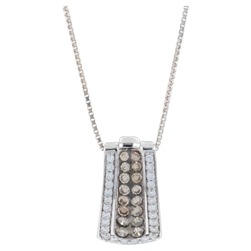 White Gold Diamond Cluster Pendant Necklace, 14k Round Brilliant 1.00ctw For Sale