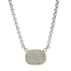 White Gold Diamond Cluster Pendant Necklace 18 1/2" -14k Round Brilliant 1.00ctw