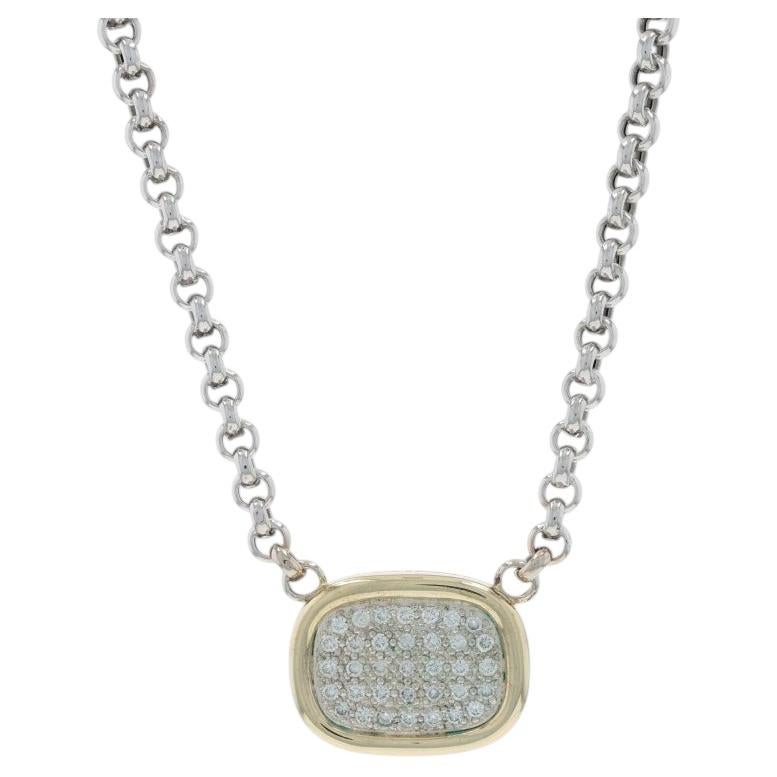 Collar Colgante Racimo Diamantes Oro Blanco 18 1/2" -14k Brillante Redondo 1.00ctw