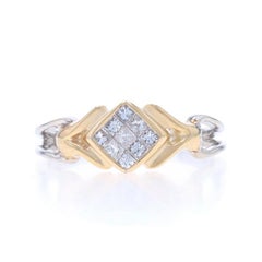 White Gold Diamond Cluster Ring - 14k Princess .33ctw