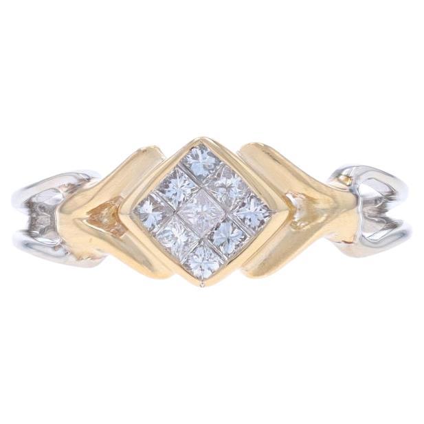 White Gold Diamond Cluster Ring - 14k Princess .33ctw