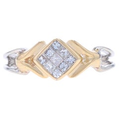 White Gold Diamond Cluster Ring - 14k Princess .33ctw