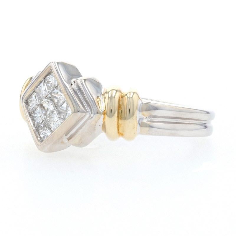 White Gold Diamond Cluster Ring, 14k Princess Cut .46ctw 2