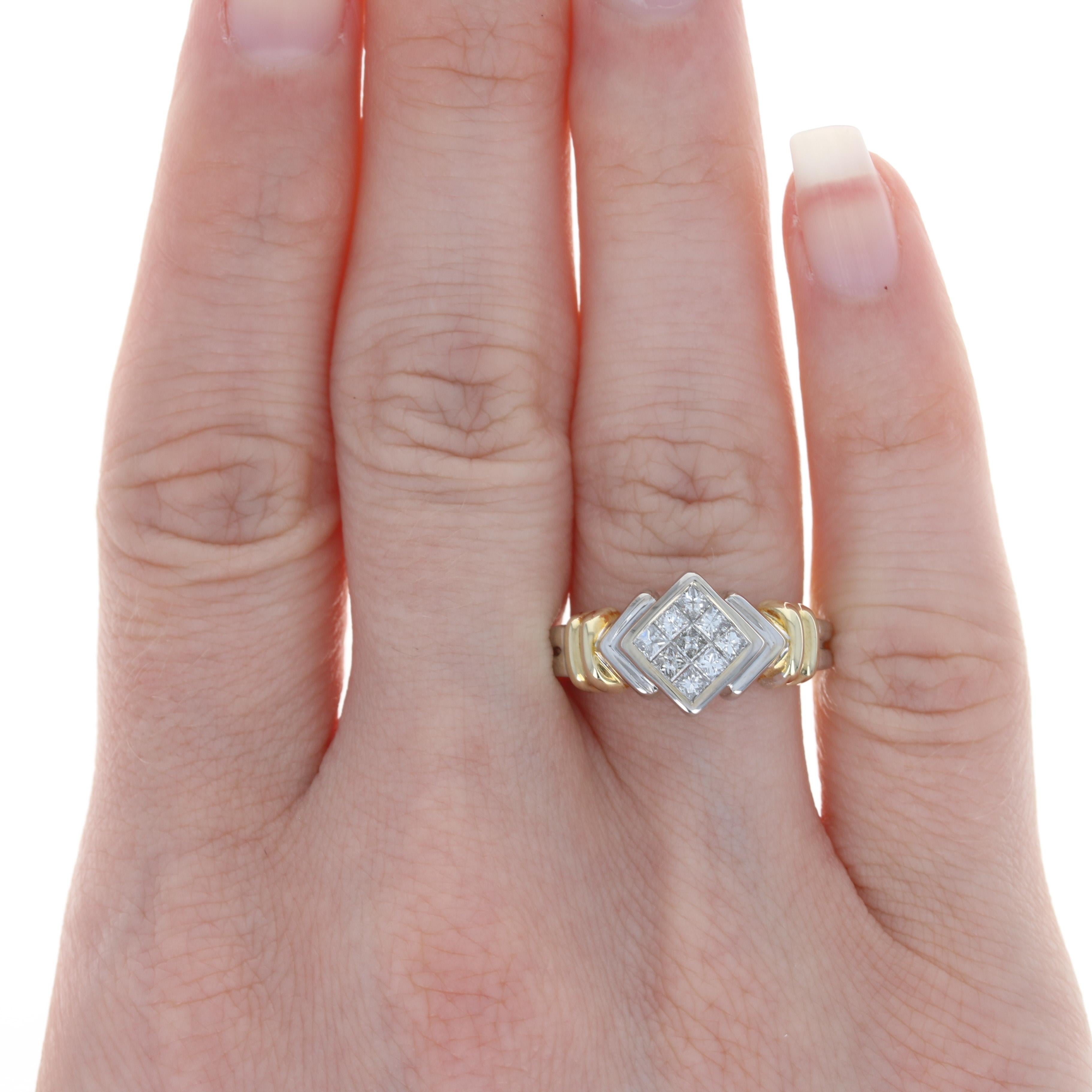 White Gold Diamond Cluster Ring, 14k Princess Cut .46ctw 3