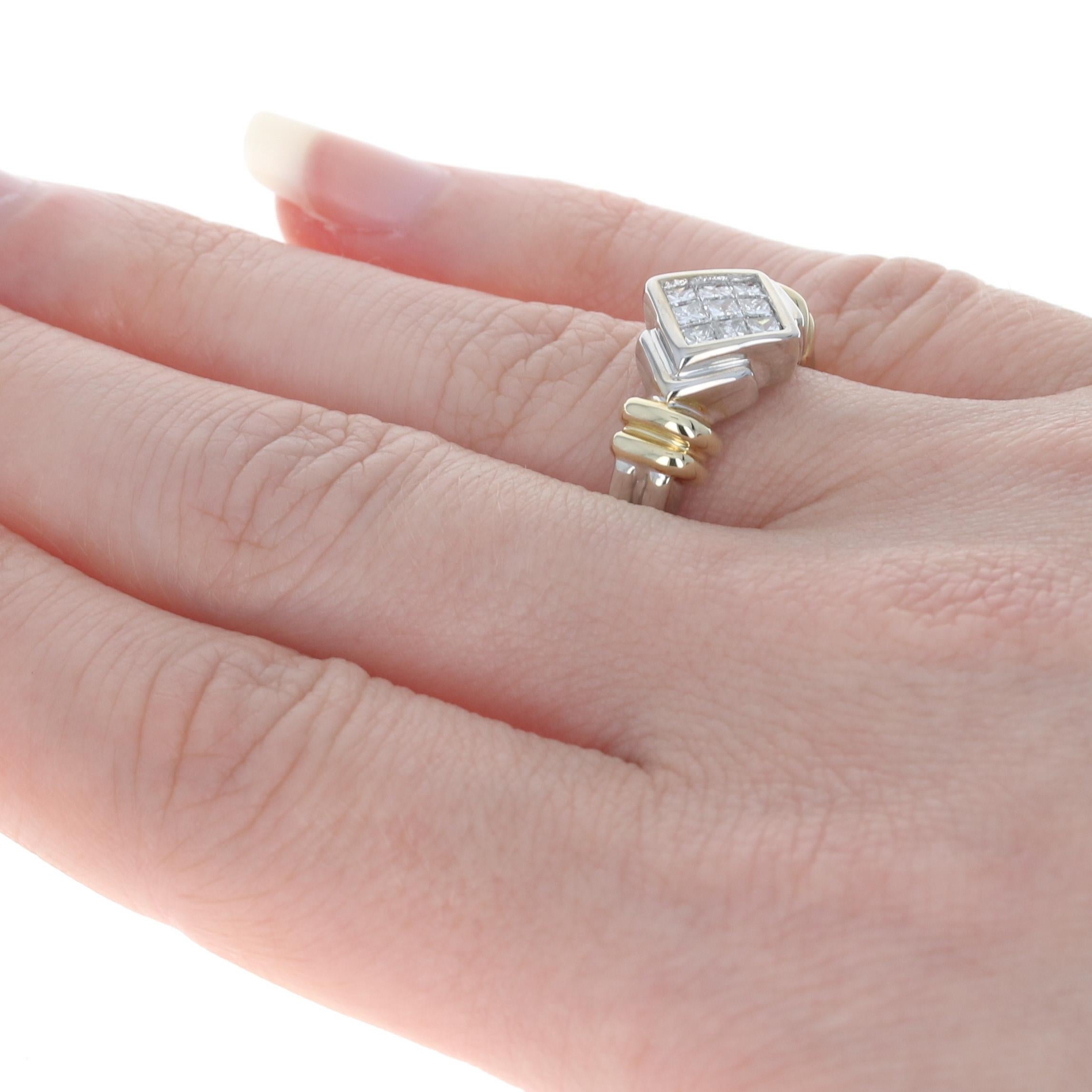White Gold Diamond Cluster Ring, 14k Princess Cut .46ctw 4