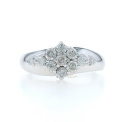 White Gold Diamond Cluster Ring - 14k Round Brilliant .70ctw