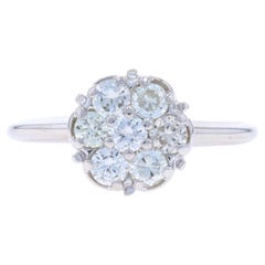Weißgold-Diamant-Cluster-Ring - 14k Runde Brillant .84ctw Floral Engagement