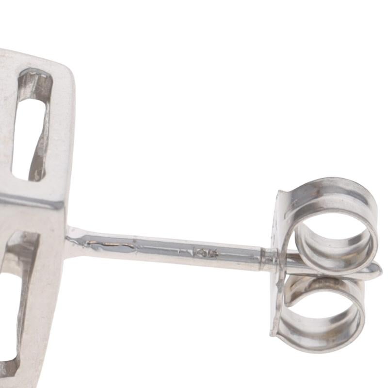 White Gold Diamond Cluster Stud Cluster Earrings - 14k Princess 1.50ctw in vendita 1