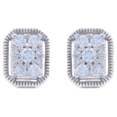 Diamant-Cluster-Ohrstecker aus Weißgold - 10k rund 1/3ctw Milgrain durchbohrt
