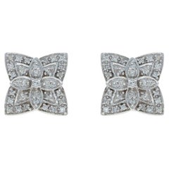 Boucles d'oreilles en or blanc 14k .50ctw Floral Quatrefoil Pierced