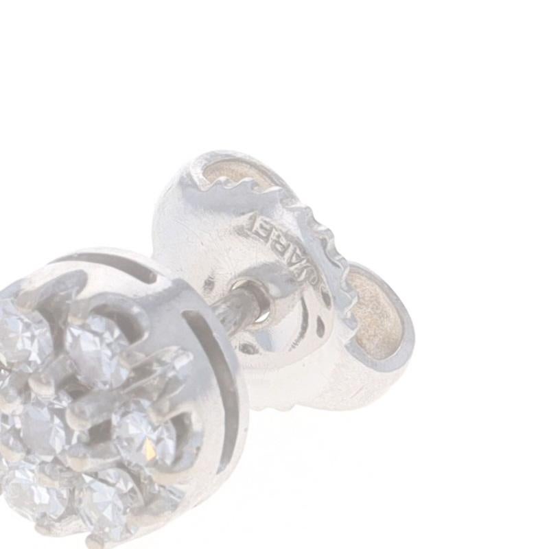 Pendientes de oro blanco con diamantes en racimo 18k único .34ctw perforados en venta 1