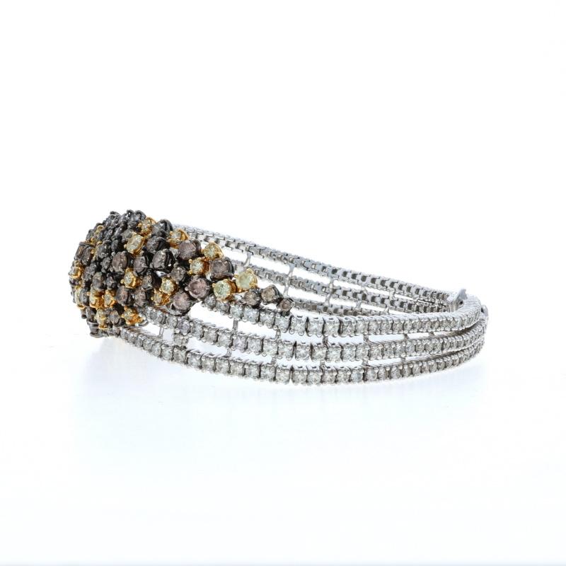 Taille ronde Bracelet en or blanc à trois rangs de diamants - 18k Round 10.56ctw en vente