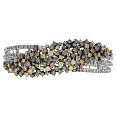 Bracelet en or blanc à trois rangs de diamants - 18k Round 10.56ctw